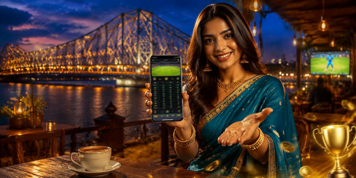 Female player enjoying cricket and Teen Patti betting in Kolkata